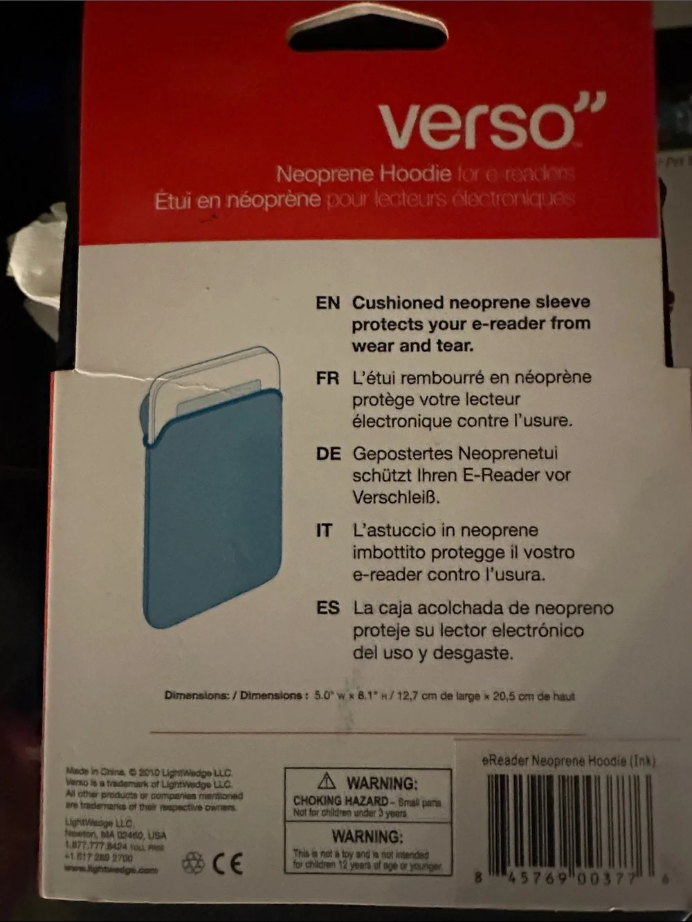 Verso Neoprene Hoodie e-Reader Sleeve - Black
